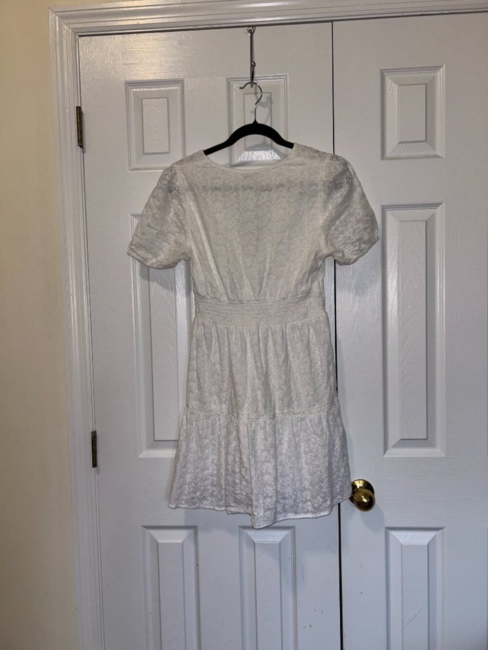 White Summer Dress with Bell Sleeves - Picture 2 of 5
